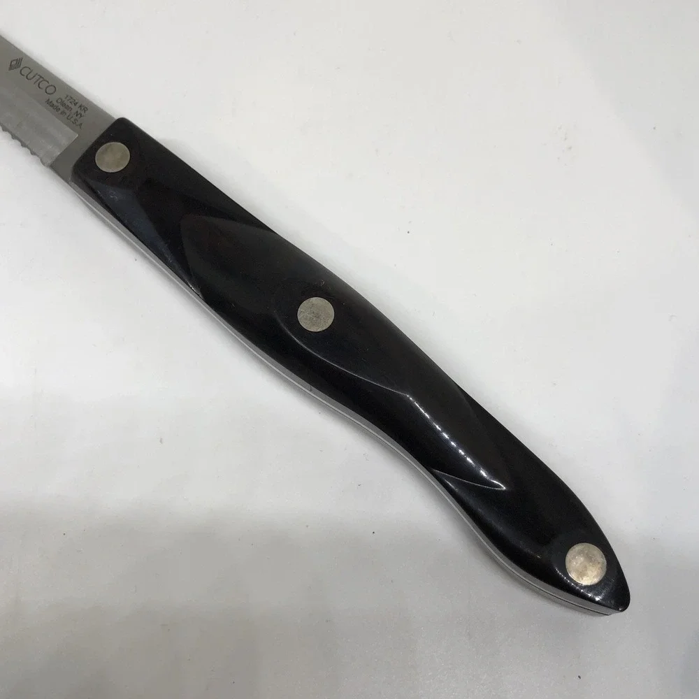 CUTCO 1724 KR SERRATED BREAD KNIFE Black Handle Made in USA 15.5 Inch Vintage - Picture 3 of 7